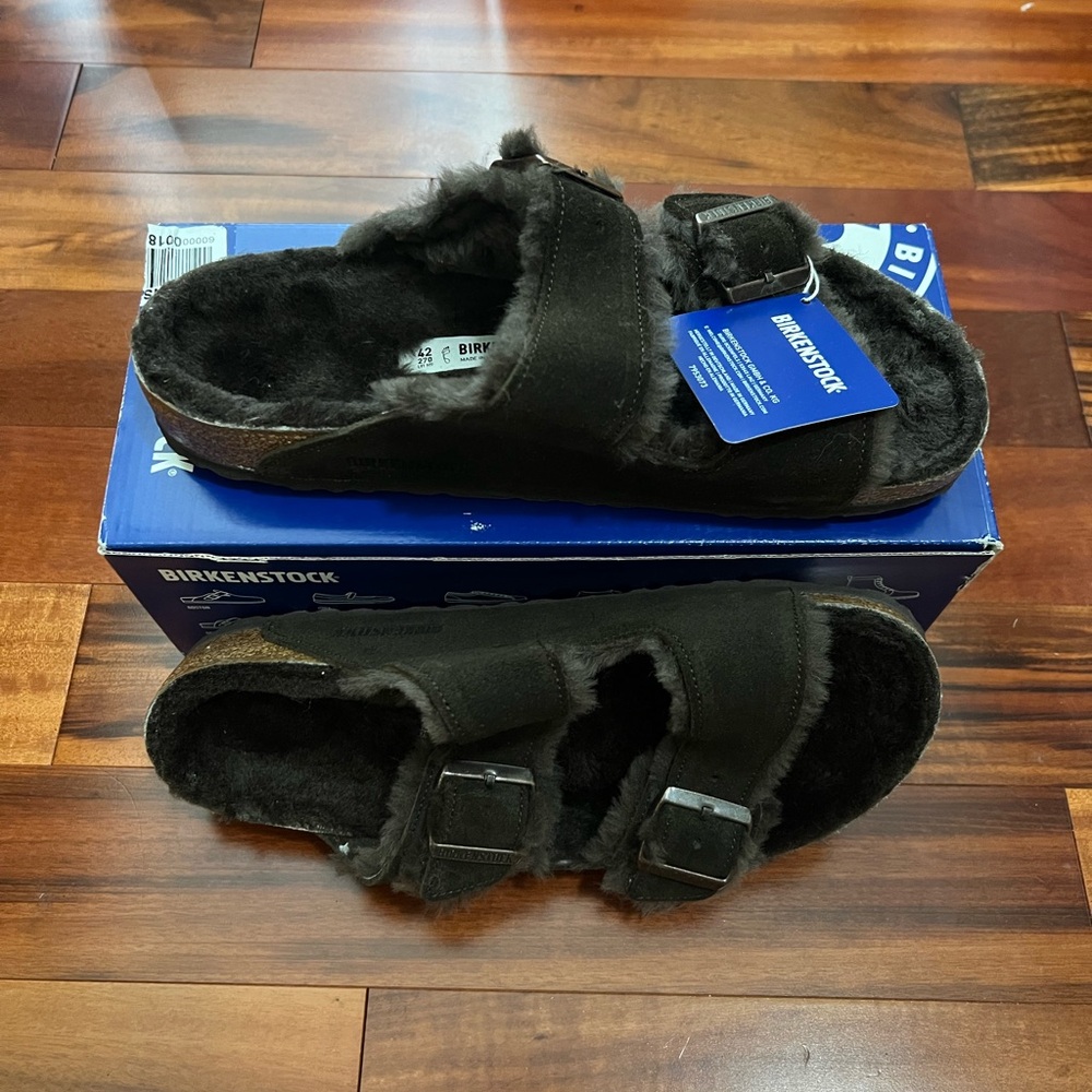 Birkenstock Arizona Sandals Shearling Mocha Size 11 NWT
